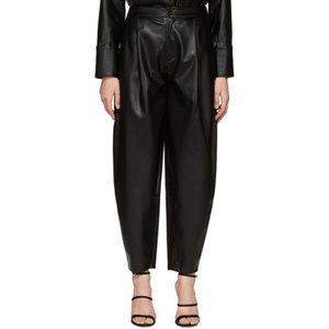 AERON Tapered Vegan Faux Leather Trousers In Black